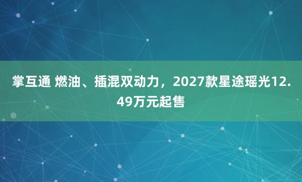 掌互通 燃油、插混双动力，2027款星途瑶光12.49万元起售